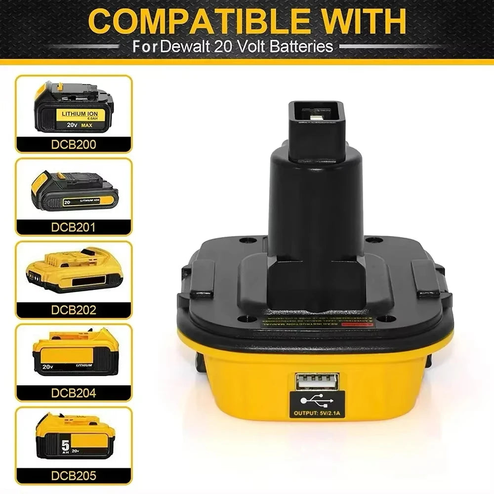 DCA1820 Power Tool Adapter USB Power Bank For Dewalt 20V Li-ion Battery DCB200 for Dewalt 18V Ni-cd Ni-mh Battery Tools DC9096
