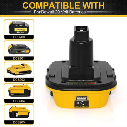 DCA1820 Power Tool Adapter USB Power Bank For Dewalt 20V Li-ion Battery DCB200 for Dewalt 18V Ni-cd Ni-mh Battery Tools DC9096