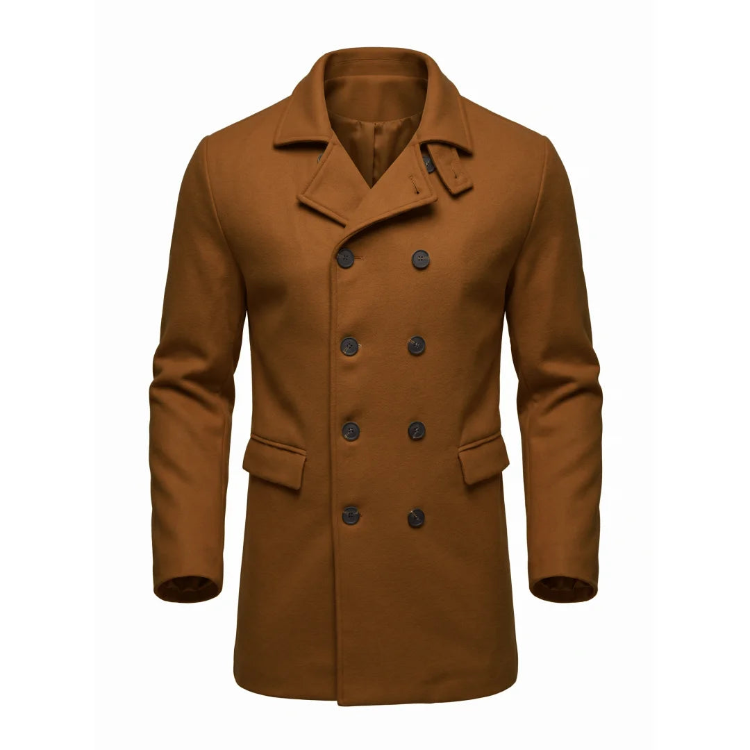 New Men's Wool Blends Double Breasted Trench Coat - Winter Knee-length Jacket | Business Casual & Streetwear Long Coat for Men