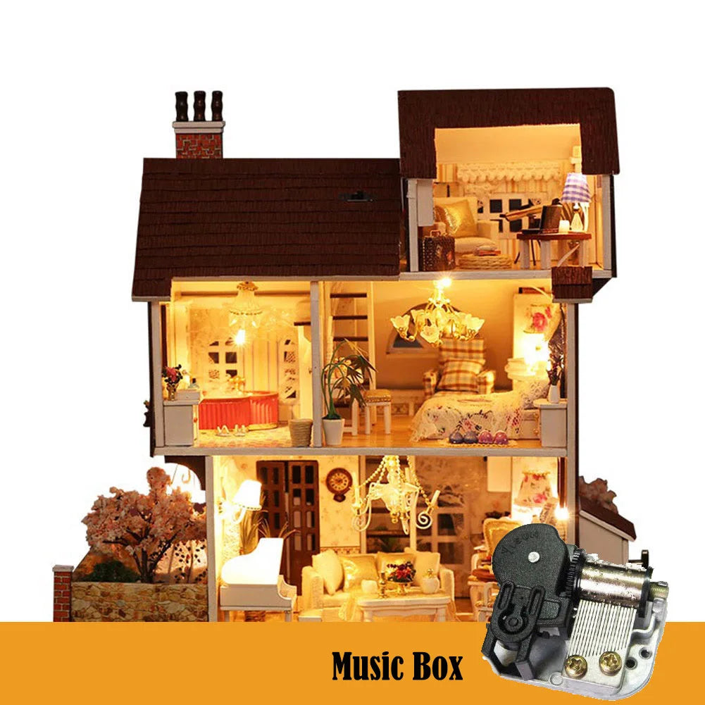 DIY Wooden Doll House Kits Miniature With Furniture Flower Town Loft Casa Villa Dollhouse Toys For Grown-up Girls Christmas Gift