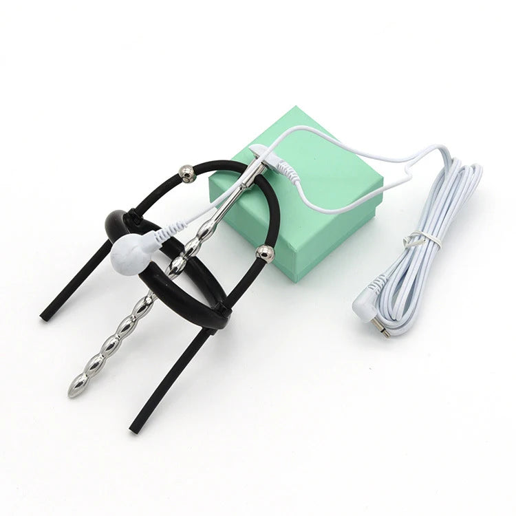 Electric Shock Bdsm Cock Sheath Ball Stretcher Host Cable E-stim Penis Ring Electro Sex Toy for Men Glans Testicle Loops Massage