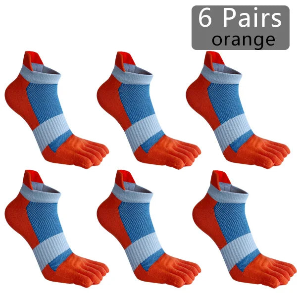 1/6 Pairs Man Five Finger Socks Large Plus Size Patchwork Compression Mesh Breathable Fitness Sport Toe Ankle Boat Socks EU43-47