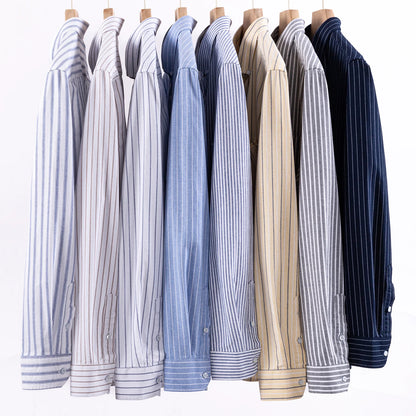 New in Tops Pure Cotton Oxford Plaid Striped Shirts For Men Long Sleeve Classic Business Formal Slim Fit Casual Designer Clothes