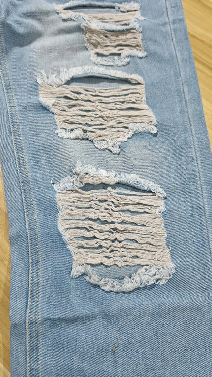 Men's Ripped Non-Stretch Jeans - Distressed Streetwear Loose Fit Denim, Hip-hop Style Regular Length All-Season Comfort