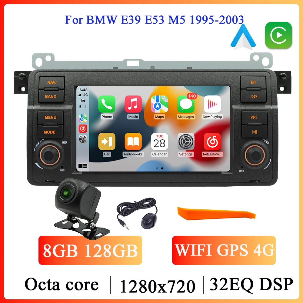 BQCC 7 Inch Android 13 Quad/Octa Core Carplay car Radio WIFI GPS 4G car stereo Navigation player MirrorlinkFor Bmw E46 1998-2006