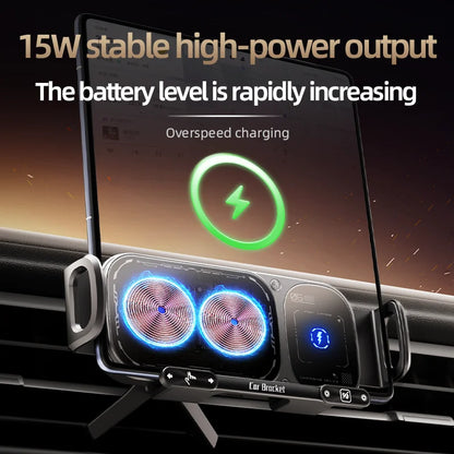 Fold Screen Car Wireless Charger Dual Coil Mount 15W Fast Car Charging for Samsung Galaxy S23 S22 S21 Z Fold Flip 5 4 3