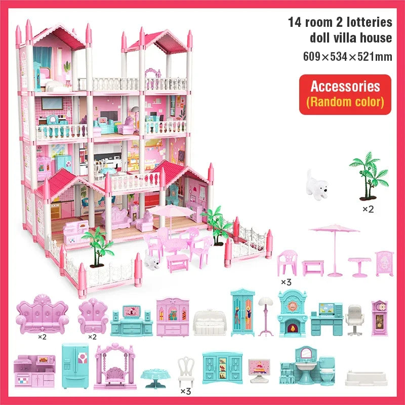 DIY Doll House Assembly Villa Castle Model Furniture Accessories Home Decoration Girl Role Play Educational Toy Birthday Gifts