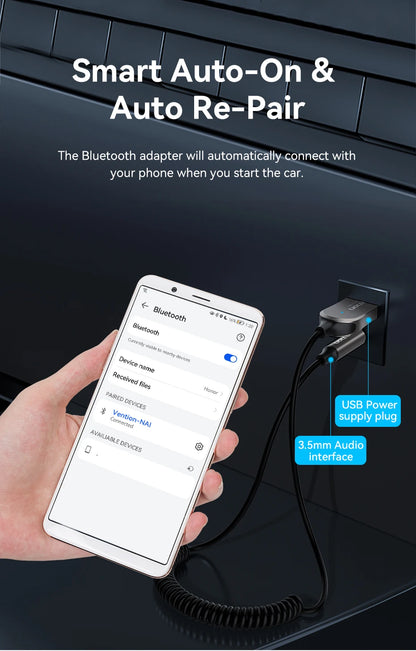 Vention Aux Bluetooth Receiver USB Bluetooth 5.4 Adapter For Car 3.5mm Jack Speaker Auto Handfree Car Audio Music Transmitter