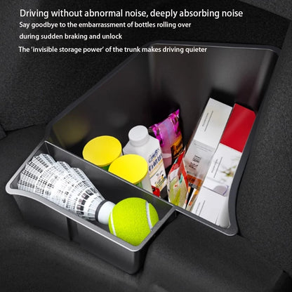 For Tesla Model Y Juniper 2025 TPE Rear Trunk Left Right Side Storage Box Tail Boot Organizer Partition Decoration Accessories
