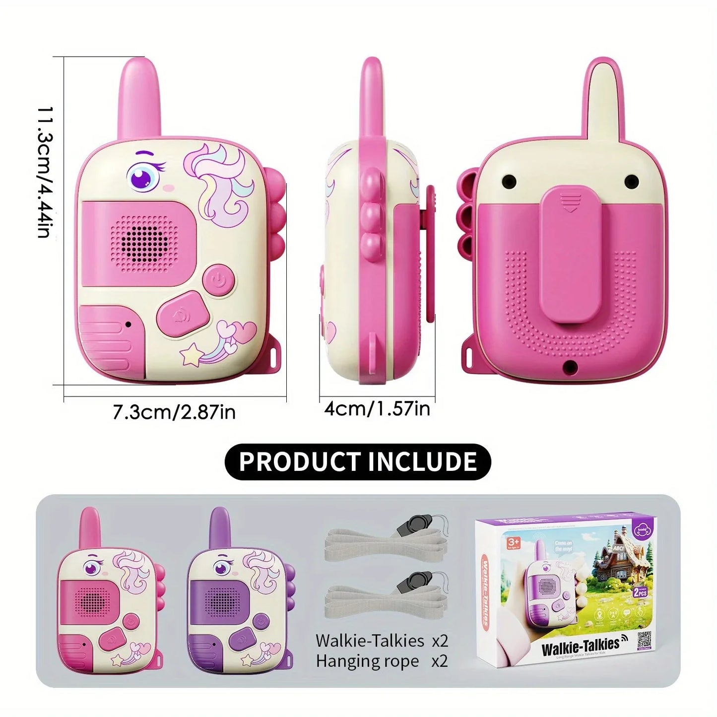 Pink Unicorn Walkie Talkies Toys with LanyardsA for Outdoor Camping Games & Birthday Christmas Toys Gifts for Boys Girls Kids