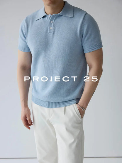 PROJECT 25 Men's American Heavyweight Coarse-Knit Cotton Polo Shirt Classic Short Sleeve Collared Tee for Casual & Commuter Wear