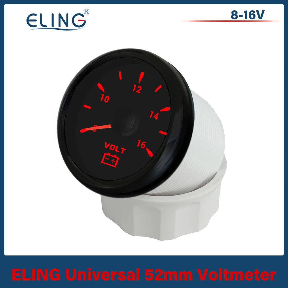ELING 52mm (2'') Voltmeter Volt Gauge 8-16V 16-32V with 7 Colors Backlight for Boat Automobile Motorcycle Yacht 12V 24V
