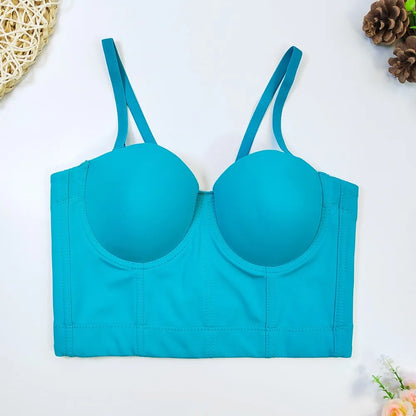 SXTHAENOO Summer 8 colors Fashion Mesh Push Up Bralet Women's Corset Simple Bustier Bra Night Club Party Sexy Cropped Top Vest