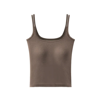 Premium New Women's Camisole with Built in Bra Summer Back Beauty Tank Top for Outer & Layering Wear