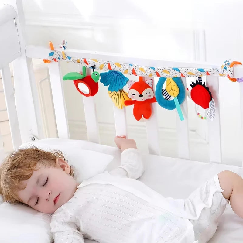 Sensory Baby Plush Rattle Toys Stroller Musical Mobile Hanging Toys Baby Rattles Mobiles Babies Newborns Games Toy 0 6 12 Months
