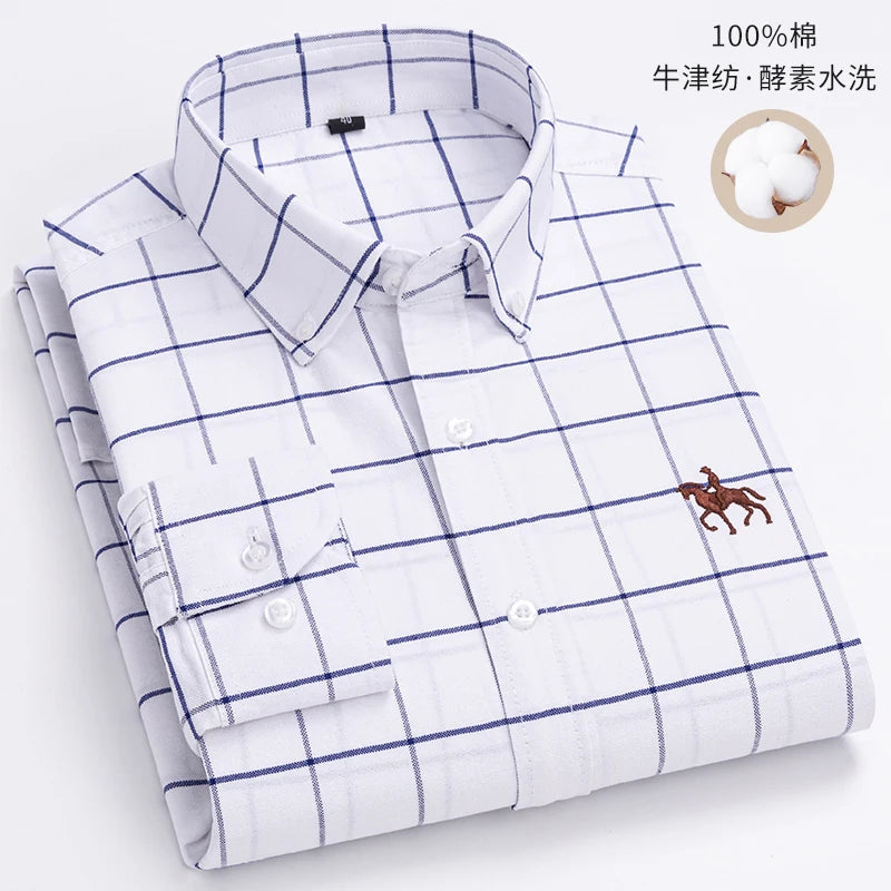 Fashionable Cotton Men's Shirt Long-Sleeved Oxford Soft Comfortable And Breathable Classic Versatile Business Casual Men's Shirt