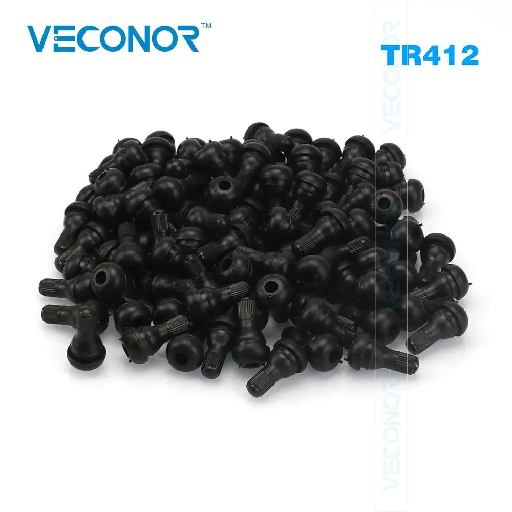 TR412 TR413 TR414 PVR70 Snap-In Tire Valve Stems Short Black Rubber Wheel Replacement With Dust Cap