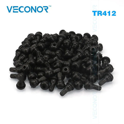 TR412 TR413 TR414 PVR70 Snap-In Tire Valve Stems Short Black Rubber Wheel Replacement With Dust Cap
