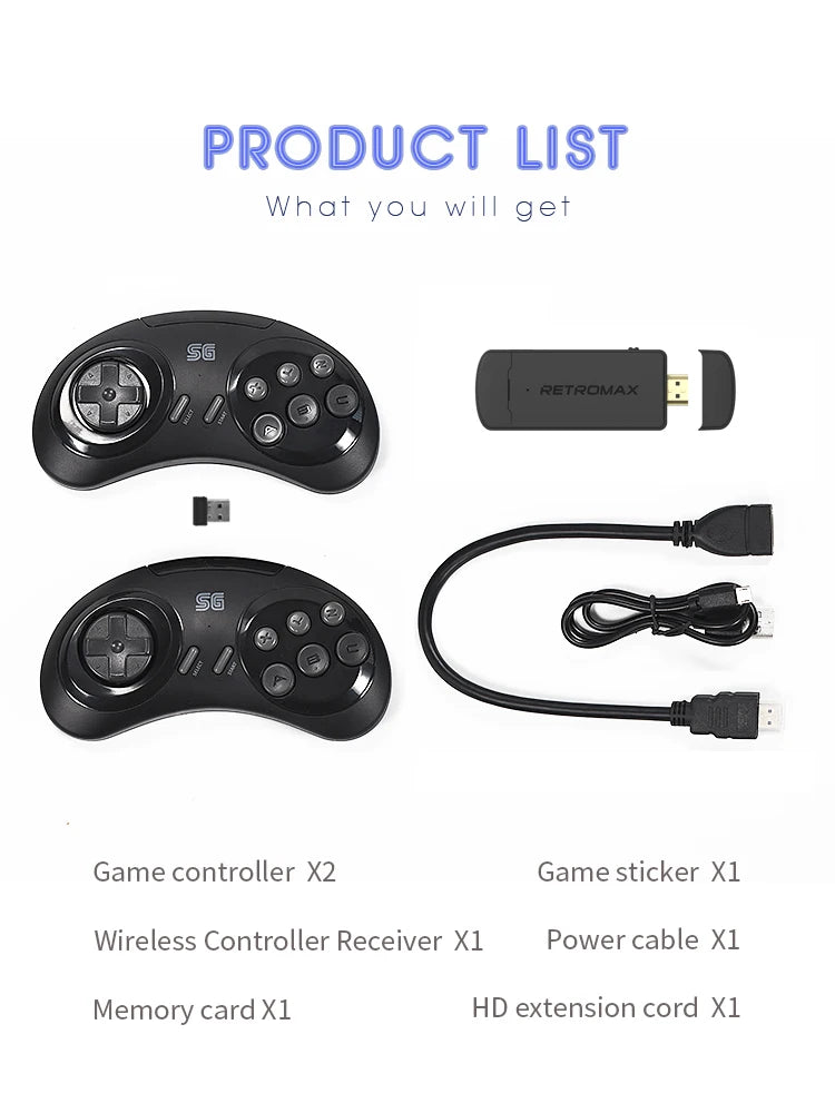 DATA FROG 16Bit Retro Game Stick HDMI-compatible Wireless Handheld Game Console Built-in 900+ Retro Classic Games For Home TV