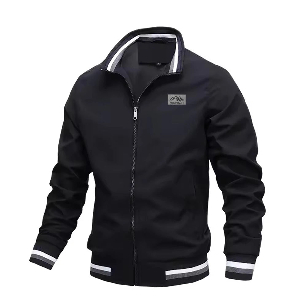 Spring and autumn men's stand-up collar casual jacket for outdoor activities men's windproof cycling, fishing, hiking stretchy c