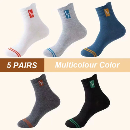 5Pair New Men's Sports Socks Cotton High Quality Casual Business Walk Socks Spring Autumn Fashion For Men Size EU38-45