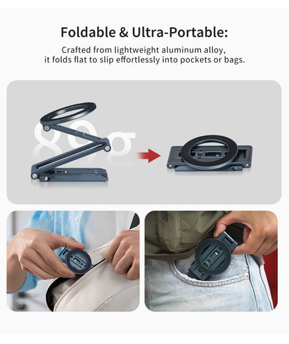 COBONE Magnetic Phone Tripod Holder Foldable Adjustable with Arca-Swiss for Phone Vlog Portable Desktop Phone Mount for Travel