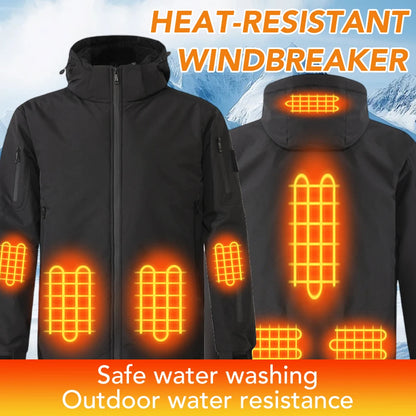 Intelligent Graphene Heating Jacket 8 Area USB Electric Heated Hooded Coat Washable for Men Winter Outdoor Sport Thermal Coat