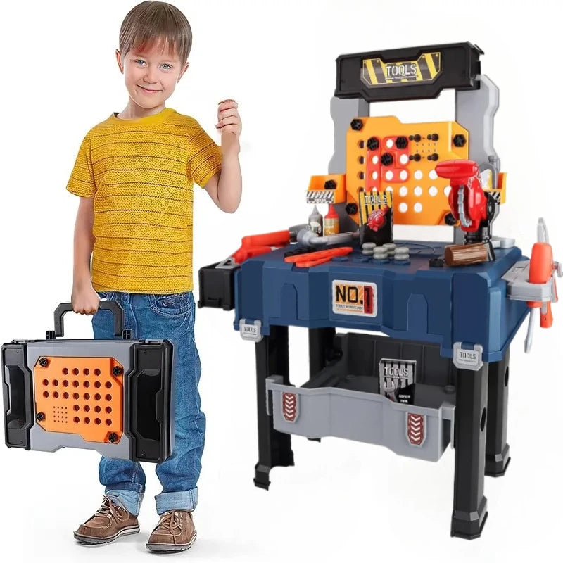 Kids Tool Bench Set with Realistic Tools Pretend Play Construction Workbench Playset Toy for Toddler Birthday Gifts for Boy Girl