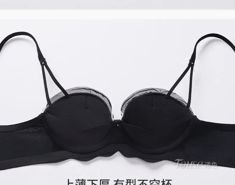 YUQI Elegant Lace Bra Set 2026 - Push Up Half Cup for Small Chest, Support & Anti Sagging, Sexy Back Design | Lingerie S-XL Suit