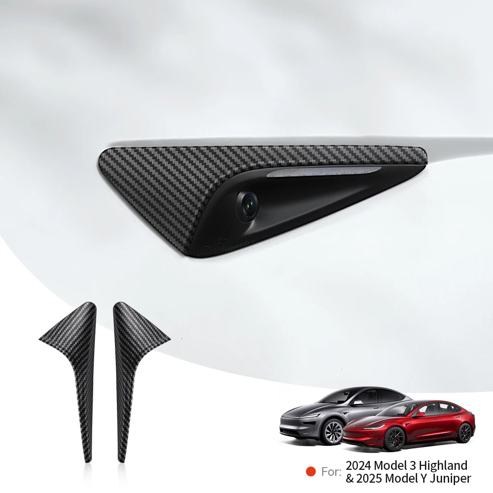 YZ Turn Signal Camera Trim Cover forTesla Model3Y 202-2026 Accessories Side Leaf Board Protector ABS Matte Carbon Fiber Pattern