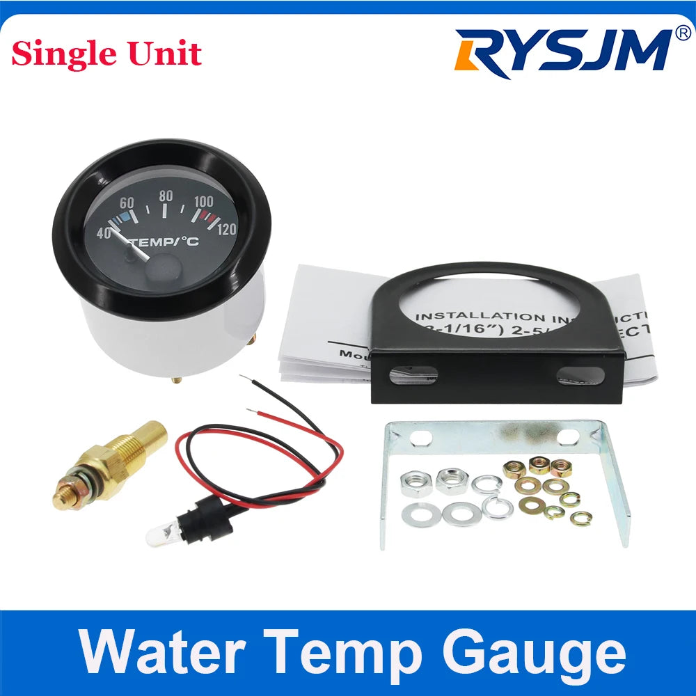Auto Temperature Meter with Sensor 1/8 NPT 52mm LED Digital Oil /Water Temp Indicator PSI Oil Press Black Gauge Fit Gasoline Car