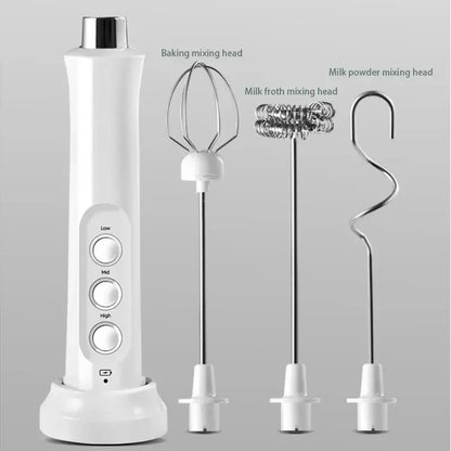 New 3 In 1 Wireless Handheld Electric Milk Foam Machine Mini Frother Maker Handheld Cappuccino Coffee Whisk Mixer Foamer Puller
