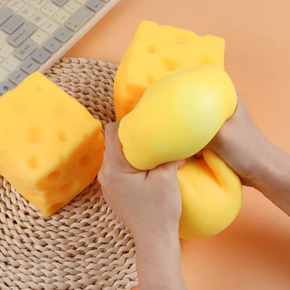 .Giant Cube Cheese Squeeze Toy Simulation Extra Large Size Cheese Fidget Toy Slow Rebound Shapeable Venting Ball for Adult Gifts