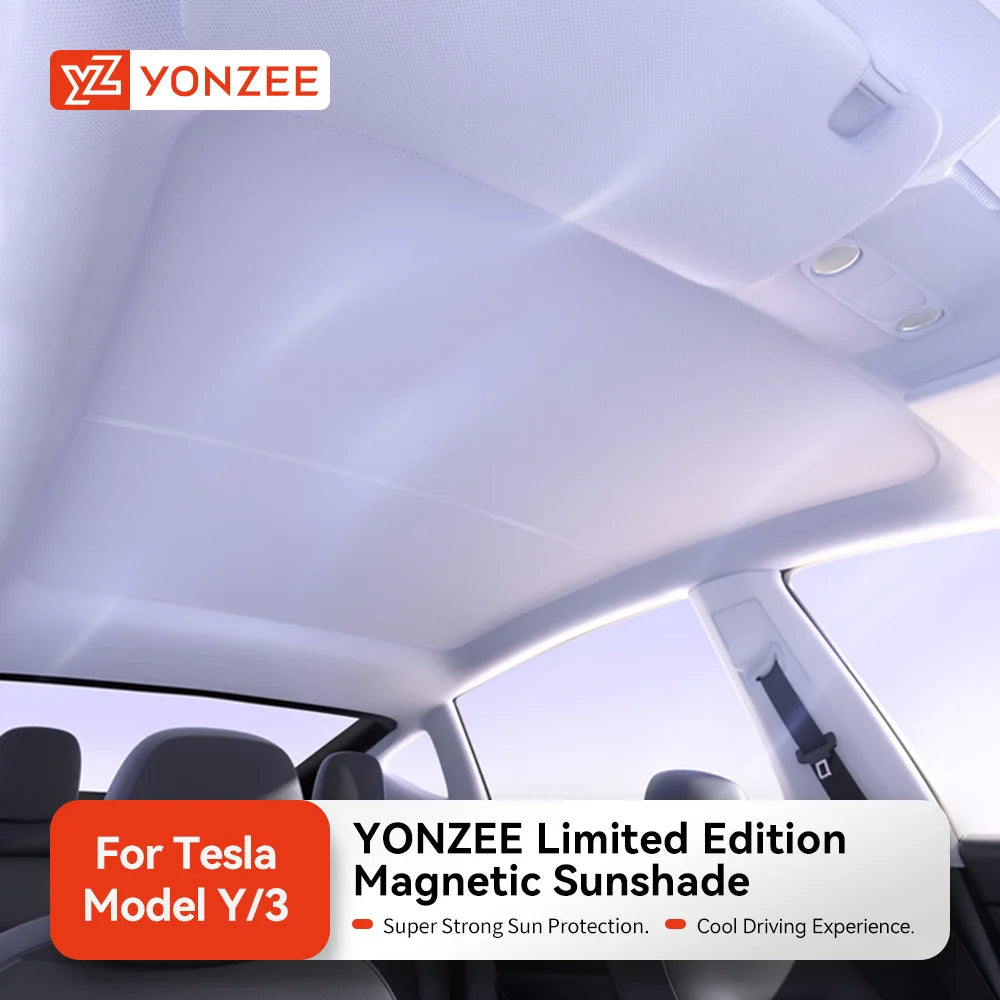 YZ magnetic suction clip Sun Shades For Tesla Model 3 Y Highland Juniper 2021-25 Glass Roof Sunshade Front Rear Sunroof Skylight