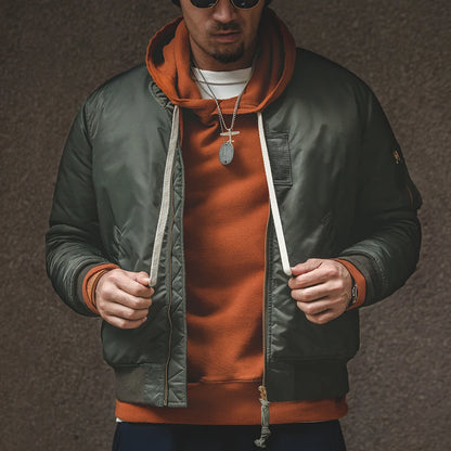 Maden MA1 Pilot Cotton Jacket Thickened Baseball Jacket Warm Padding Flight Coat Winter Brand Men's Clothing Green