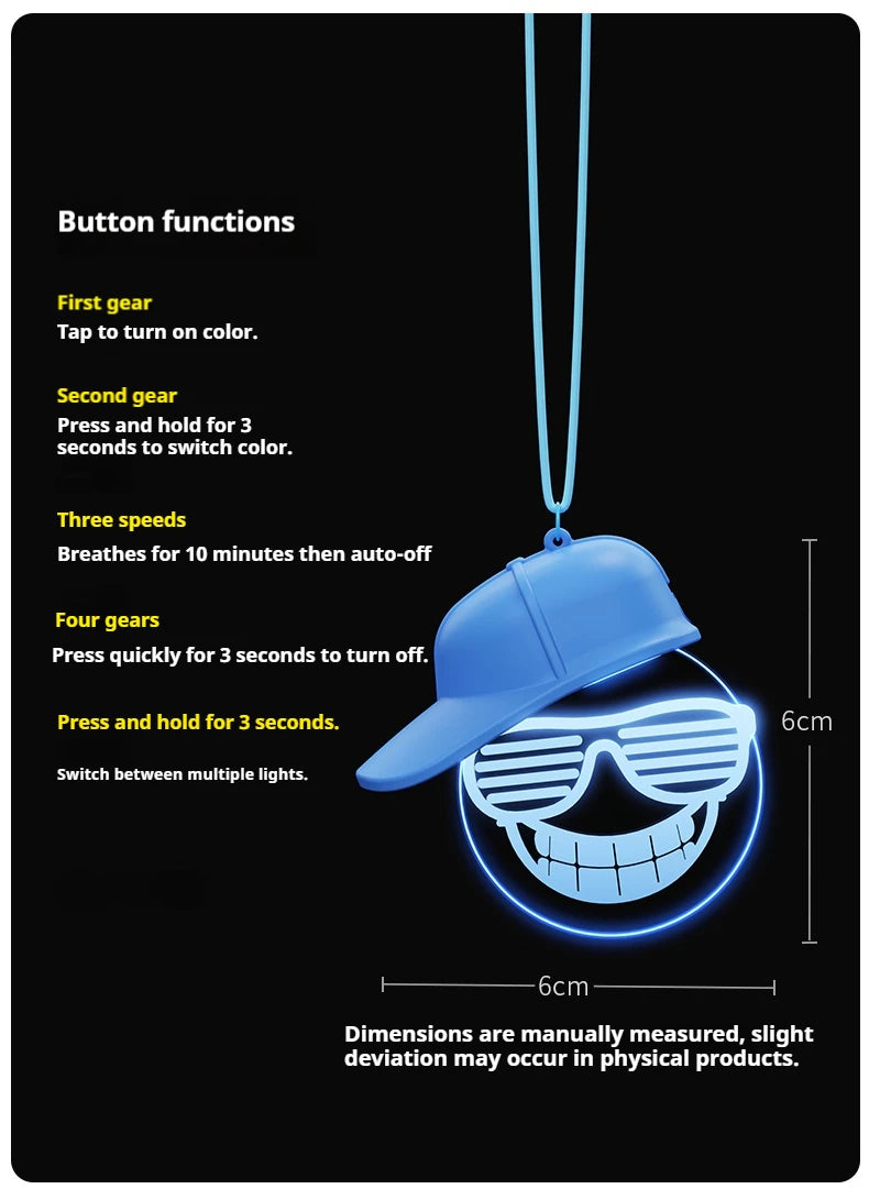 Creative Retro Car Pendant, Luminous Light Bulb Hanging Decoration, High-end Auto Atmosphere Light, Rearview Mirror Decor