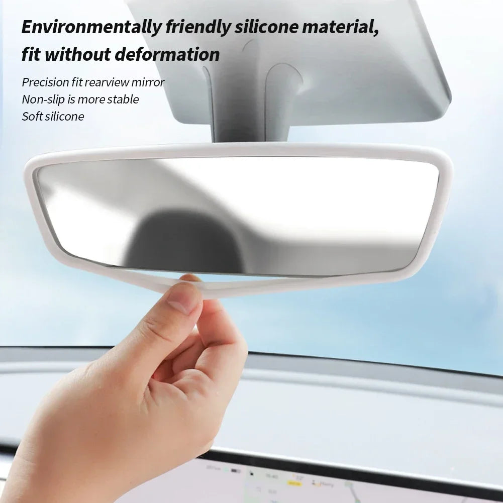 Silicone Rear View Mirror Protector Frame for Tesla Model 3 Y S X Center Console Accessories Interior Rearview Cover Rubber Case