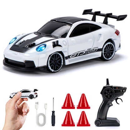 1/64 High Speed Drift RC Car with Light 2.4G 4WD Remote Control Car Mini Racing Model Cars Desktop Full Proportion Cars Gifts