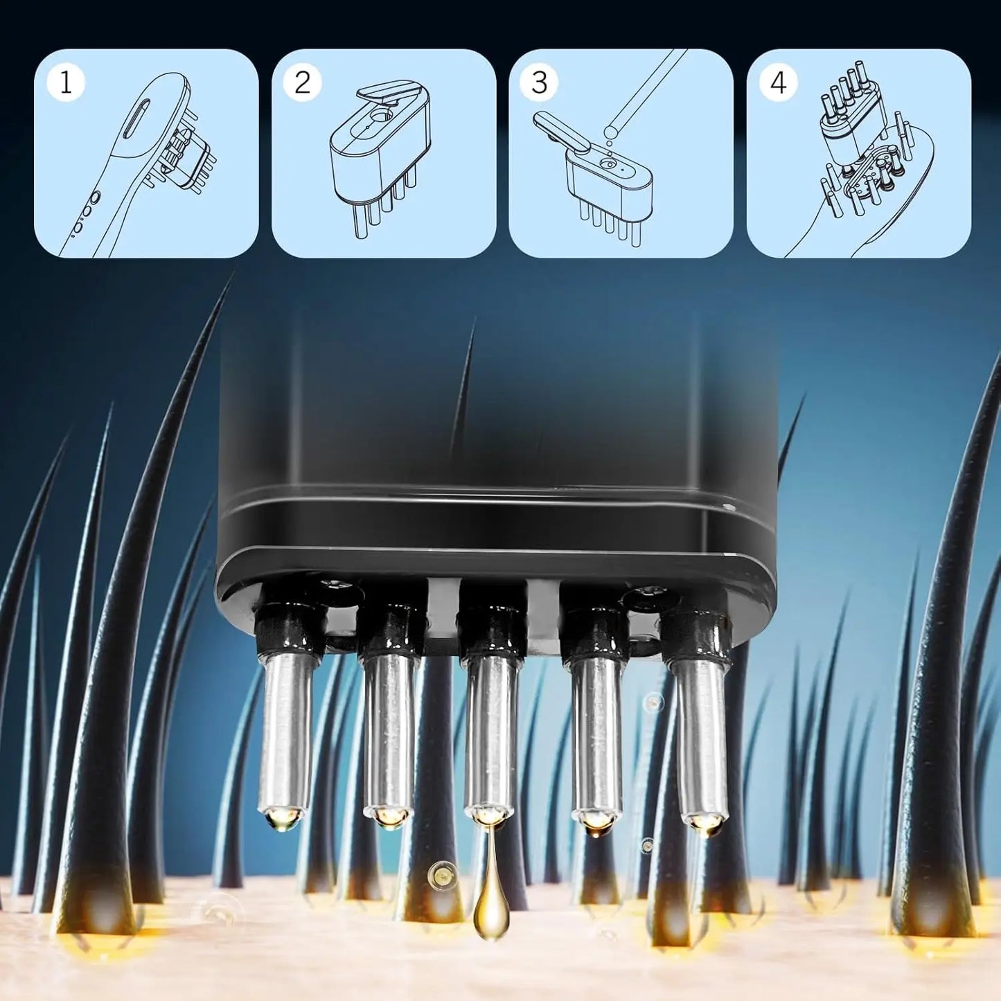 3 in 1 EMS Hair Growth Massage Comb with Hair Oil Dispenser Red Blue Light AntiHair Loss High Frequency Vibration Scalp Massager