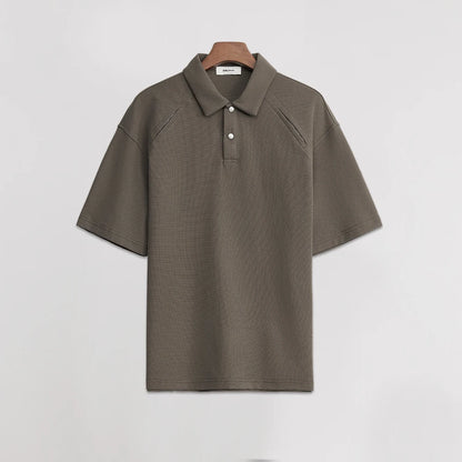 210g Heavyweight Polo Shirt Men Turn Down Collar Half Placket Short Sleeve Solid Color Tee Tops Summer 2026 New Arrival