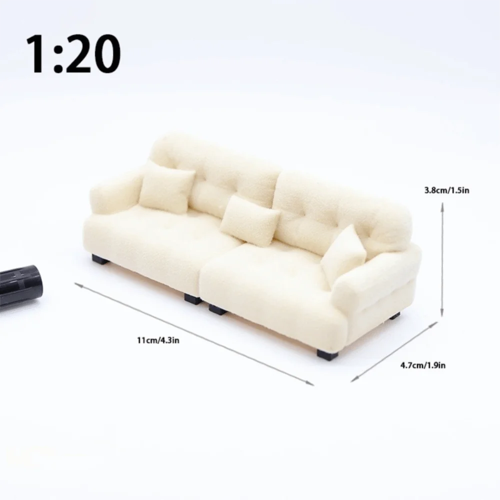 New 1:12 1:20 1:30 Flocking Sofa Model Simulation Dollhouse Decoration Living Room Furniture Mini Sofa House Accessories