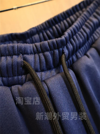 Waterproof Inner  Cotton Pants over 500g Men's Winter Straight Leg Warm Trousers Fashionable Long Pants Casual Pure Color