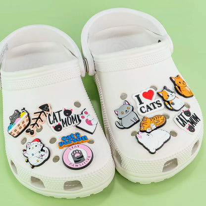 1/50/100pcs Cat Shoe Charms Sphinx Orange Cat Pins for Shoe Accessories Cute Decorations for Kids Women Clog Buckle Ornament
