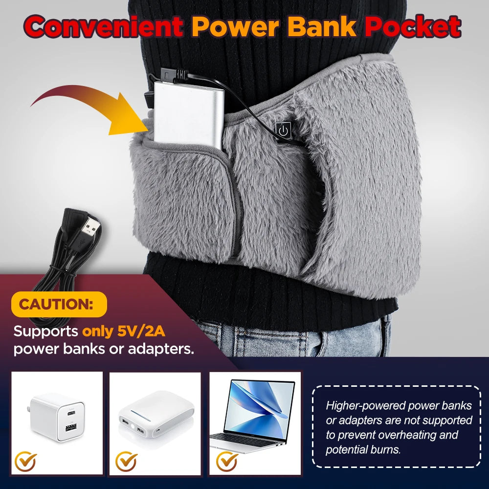 Electric Heating Pad Waist Belt Hand Warmer Winter Heater Cold-proof Uterus Warming Pad USB Charging Abdominal Heating Belt