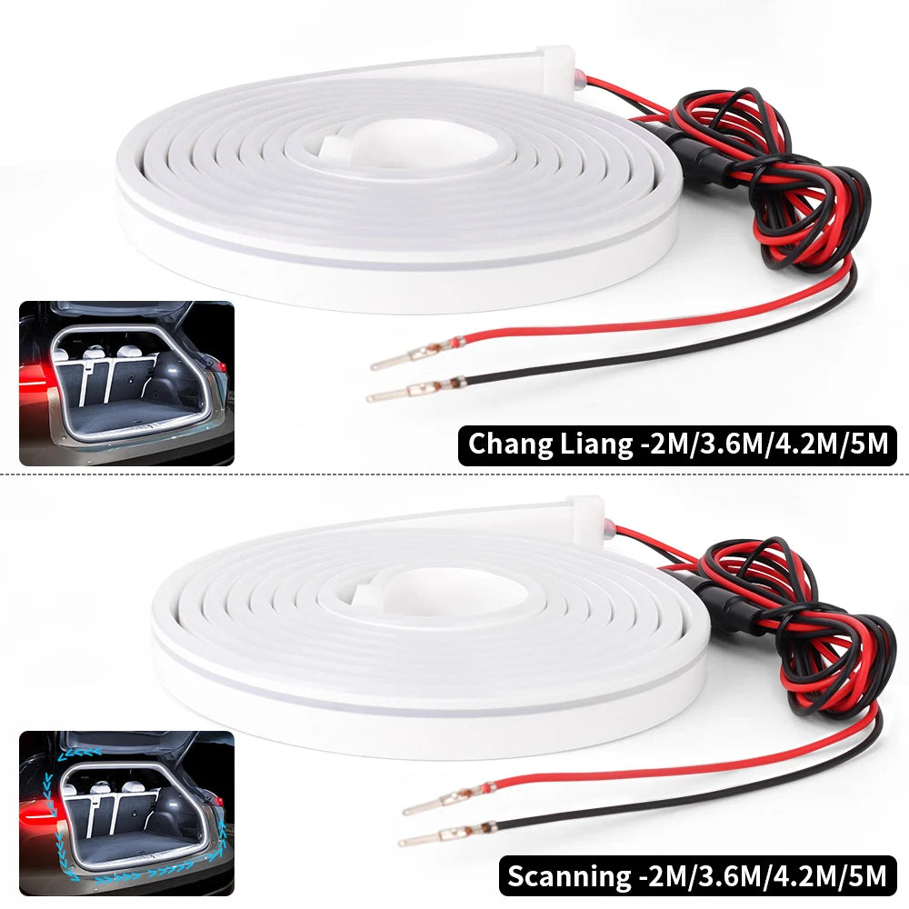 Car High Brightness Trunk Lighting Ambient Light 2/4M Interior Decoration LED Wiring Free Automatic Sensing Tailgate Light Strip