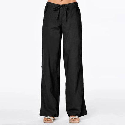 Women Pants Fashion Linen Cotton Solid Elastic Waist Trousers Female Plus Size Ankle-length Trousers Summer Casual Pants
