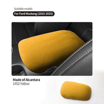 For Ford Mustang 2015-2025 Made of Alcantara Wrap ABS Car Trim Armrest Box Cover Panel Italian Suede Interior Tuning Accessories