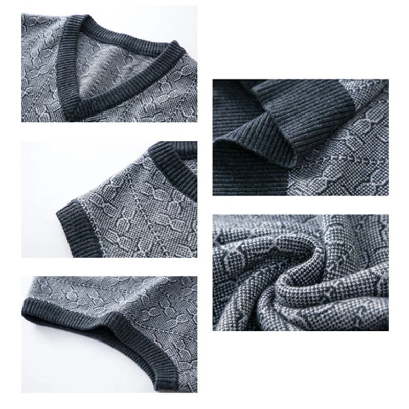 BROWON Brand Sweater Mens Clothes 2026 Autumn Wool Solid Color Knittes Sweater Vest Men Fashion Jacquard Thick Winter Clothing