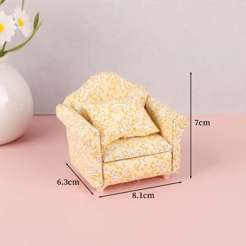 [DO]Dollhouse Living Room Furniture Decoration Dollhouse Simulation Cloud Sofa Model Dolls House Micro Scene Pretend Play Toys
