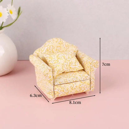 [DO]Dollhouse Living Room Furniture Decoration Dollhouse Simulation Cloud Sofa Model Dolls House Micro Scene Pretend Play Toys